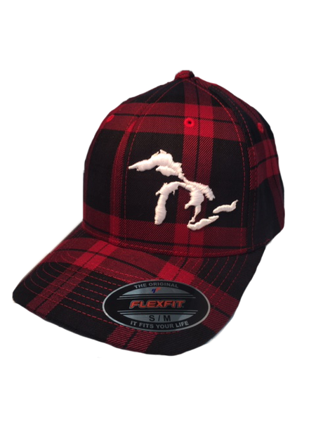 Red Plaid Flex Fit Cap with Great Lakes