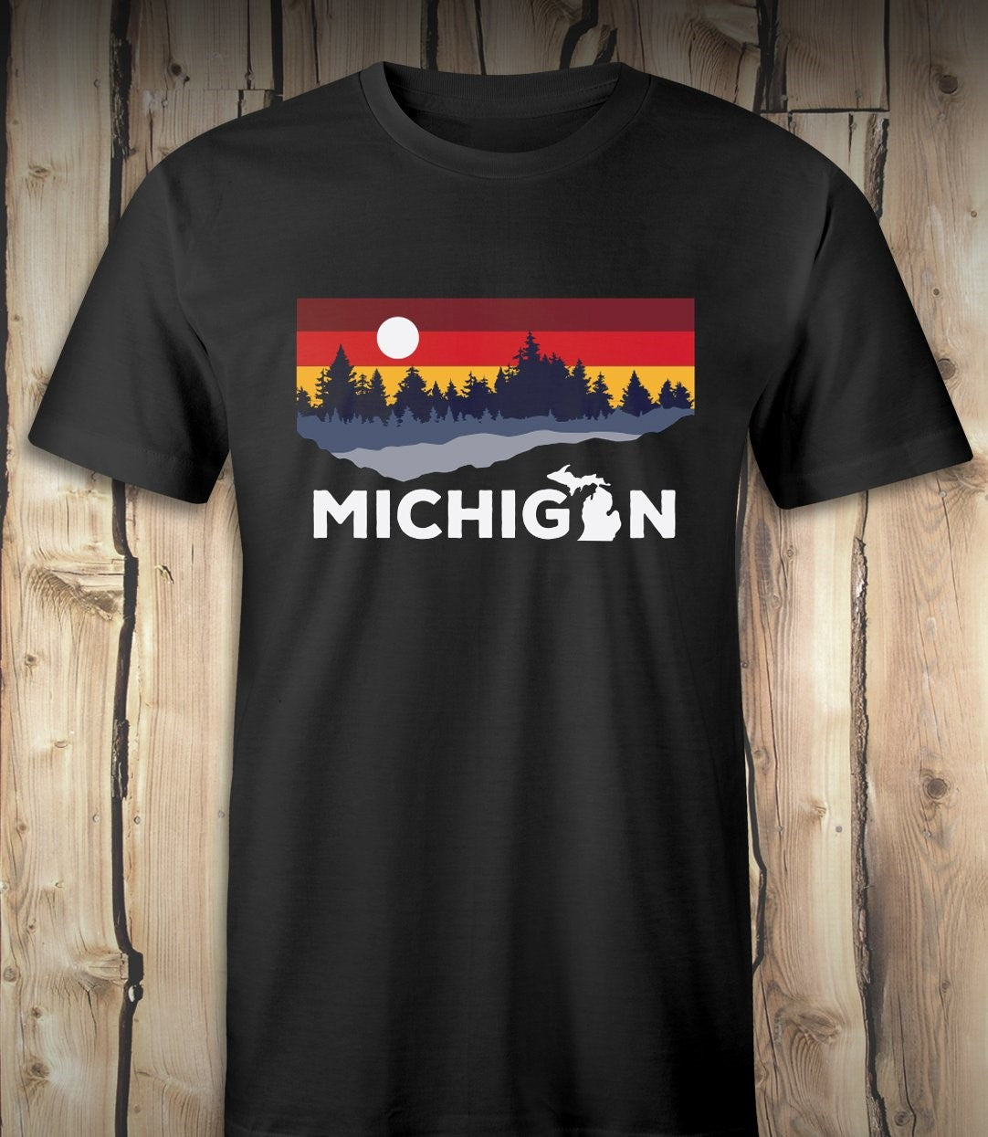 Michigan Lake - Mens T-Shirt - Black