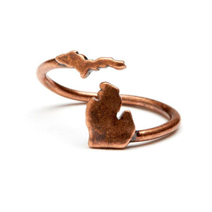 Michigan Map Ring - Antique Copper Plated Brass