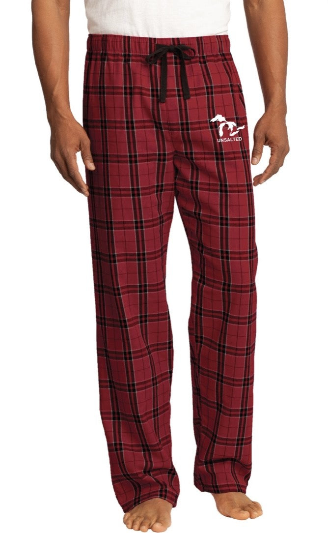 Red Plaid Unsalted Unisex Flannel Pants
