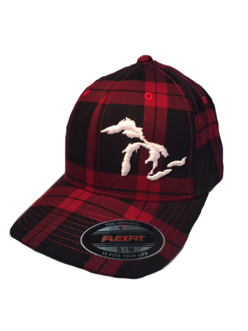 Red Plaid Flex Fit Cap with Great Lakes